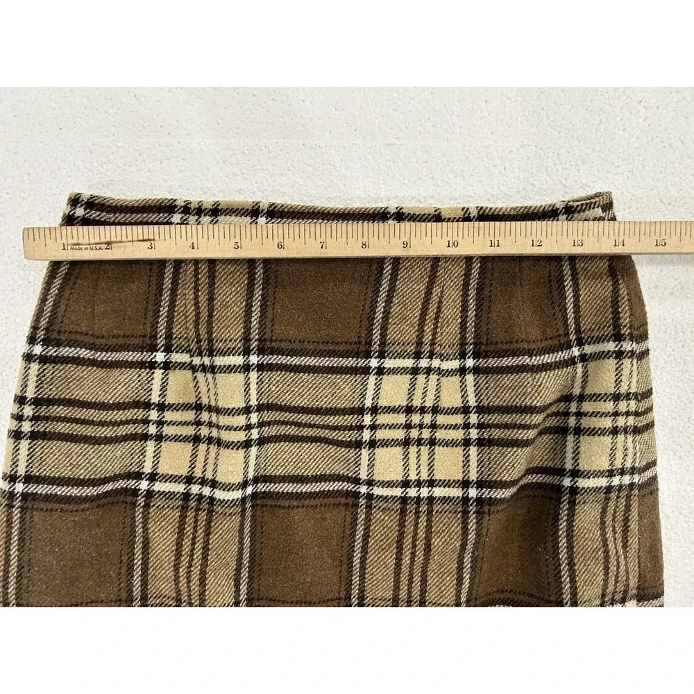 JGH Vintage Womens Wool Twill Brown Plaid Skirt‎ Size M Academia Preppy Heritage